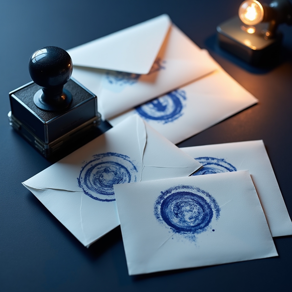 Штамп с логотипом компании на фирменных документах