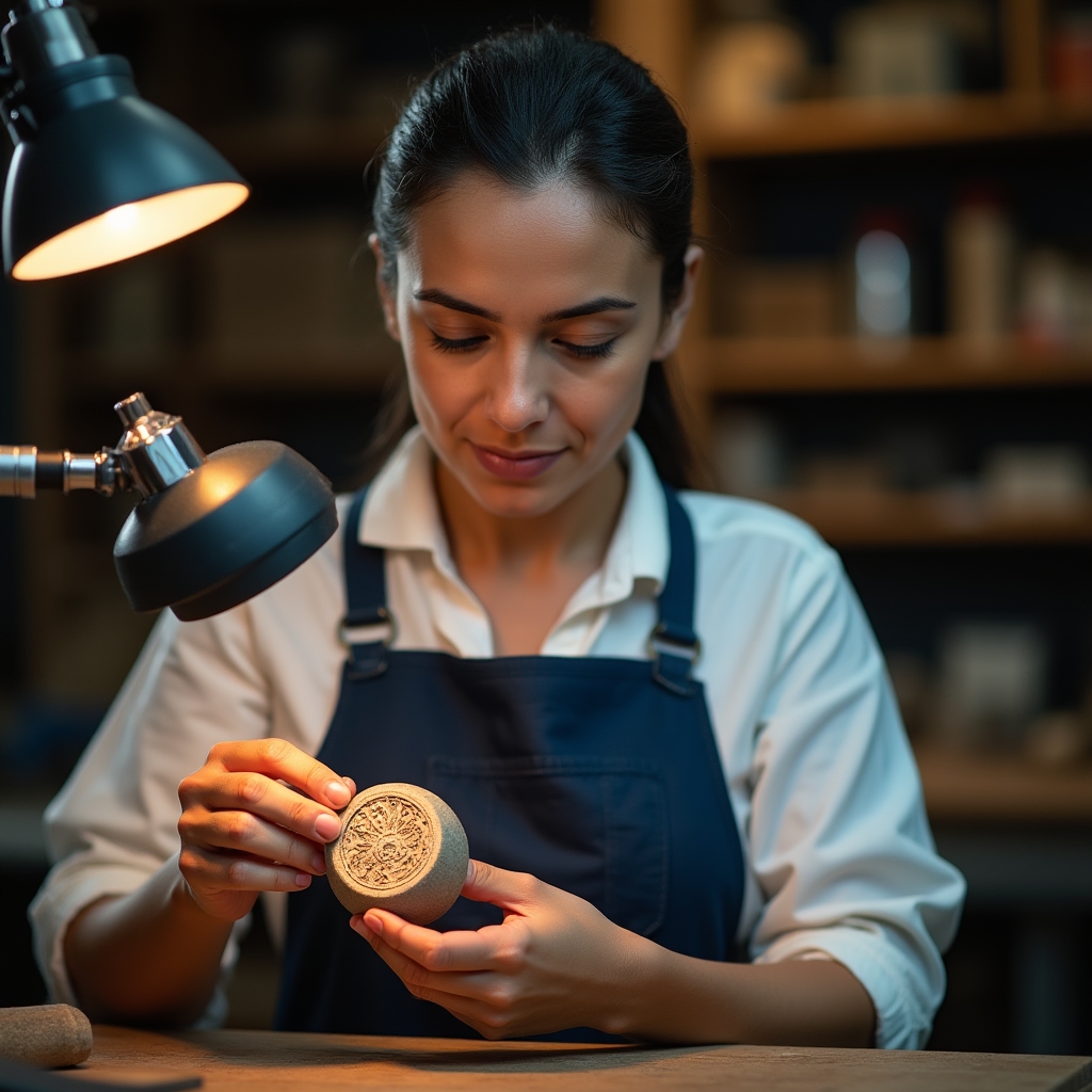 Мастер за работой по изготовлению печатей